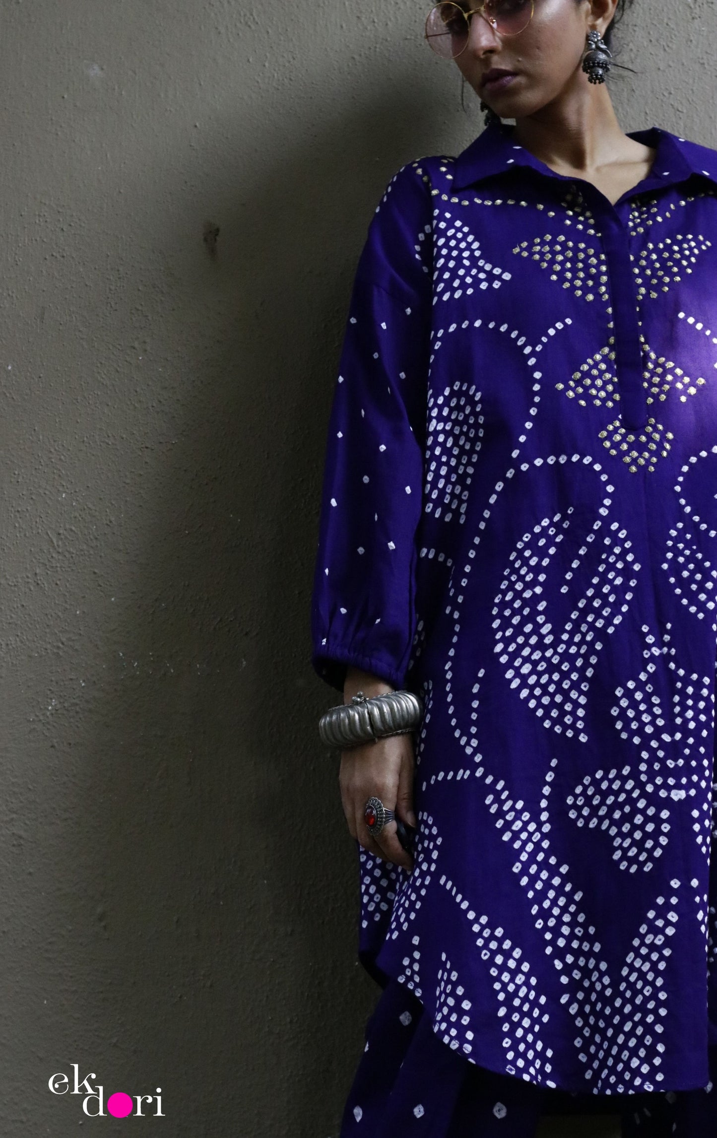 Bandhani Purple Cotton Co-ord Set : Buy Salwaar Kurta Cotton Co-ord Set