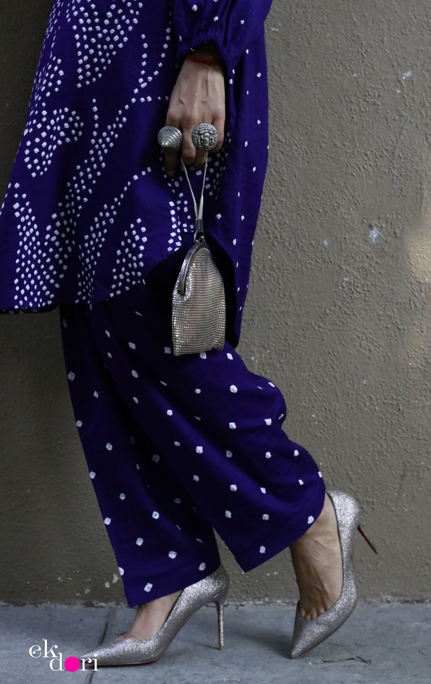 Bandhani Purple Cotton Co-ord Set : Buy Salwaar Kurta Cotton Co-ord Set