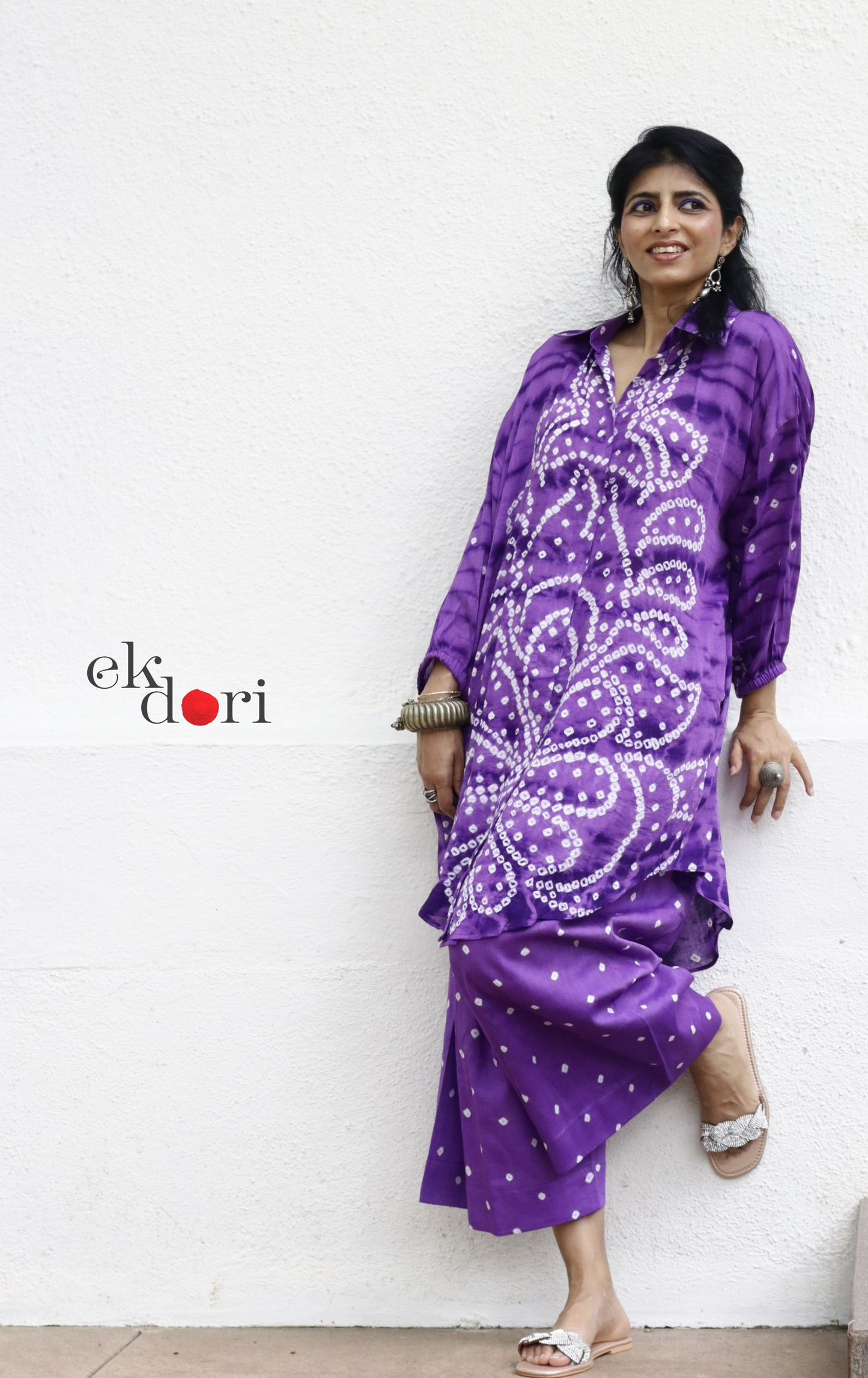 Bandhani 'Purple Please' Purple Cotton Co-ord Set : Buy Kurta Palazzo Cotton Co-ord Set Cotton Bandhani And Shibori Set