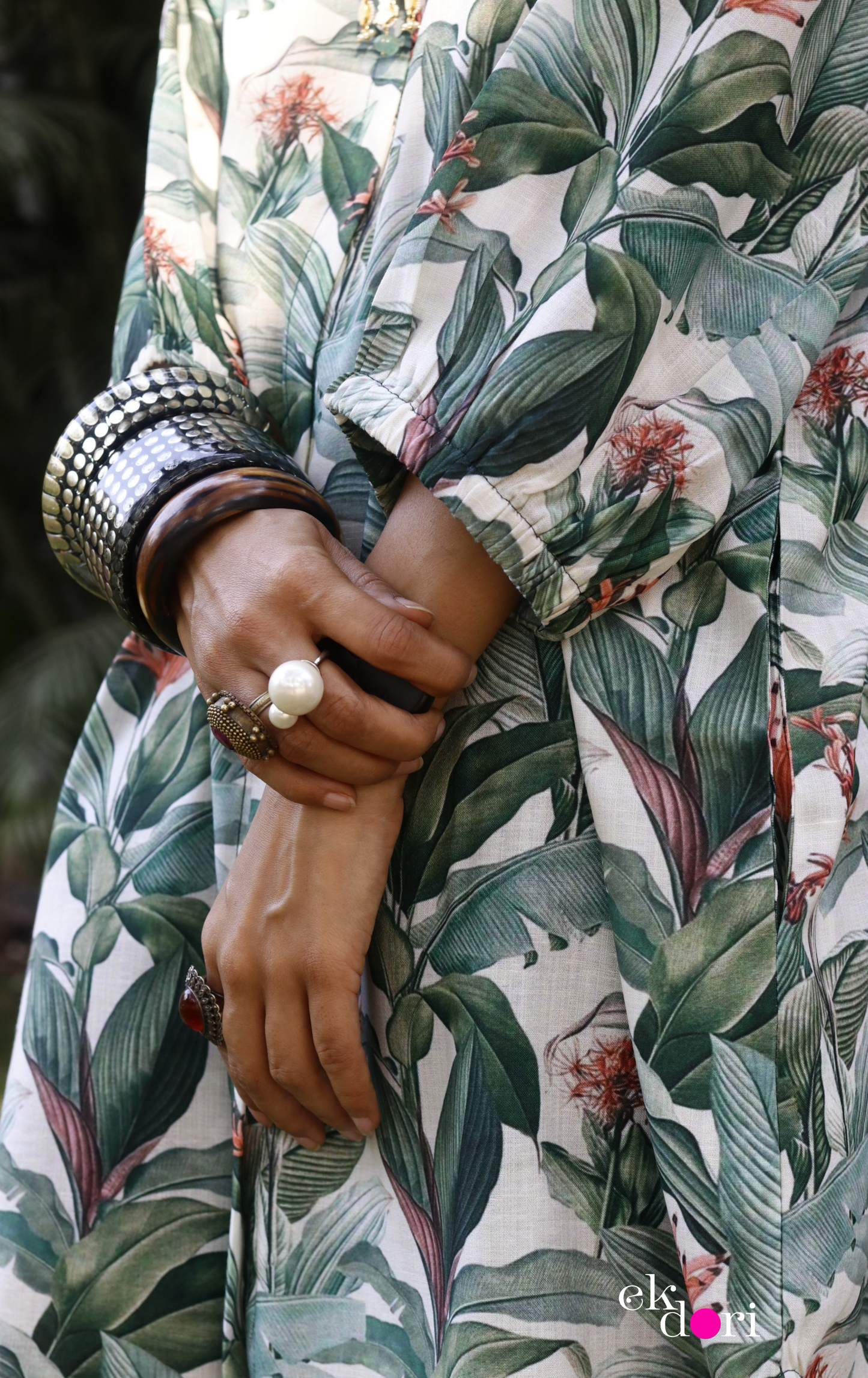 'Tropical Paradise' Linen Cotton Shirt Kurta : Fun Free Size Linen Cotton Kurta With Pockets