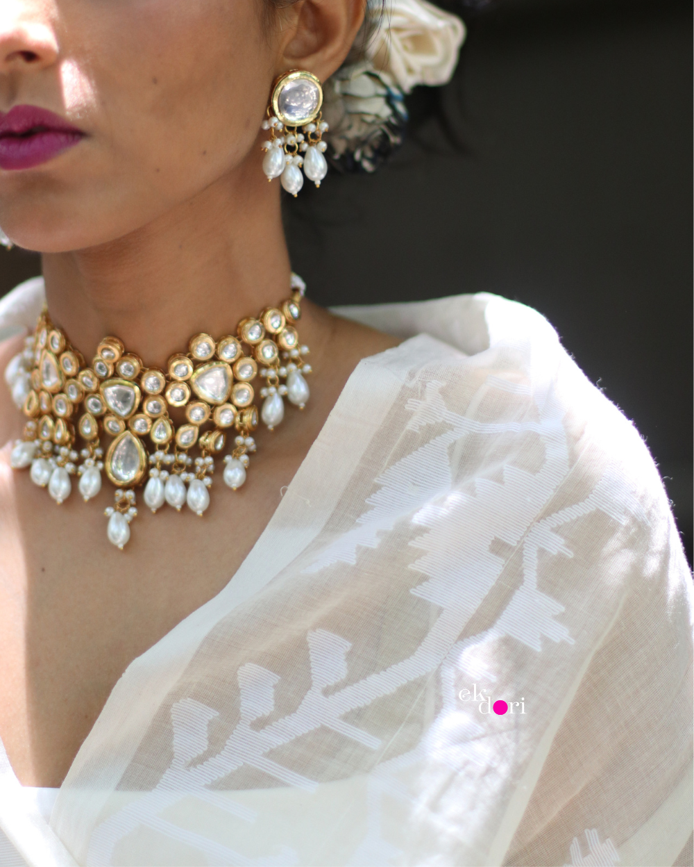 Buy Muslin White Jamdani Saree : Moonlight White Jamdani Saree