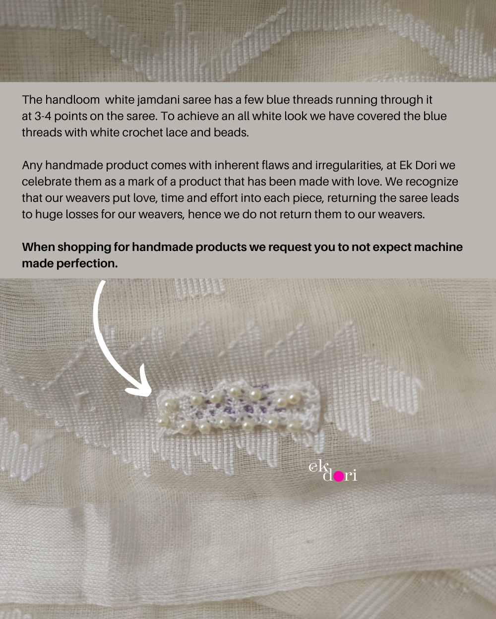 Buy Muslin White Jamdani Saree : Moonlight White Jamdani Saree