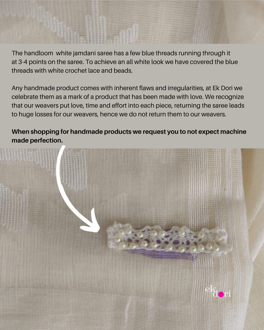 Buy Muslin White Jamdani Saree : Moonlight White Jamdani Saree