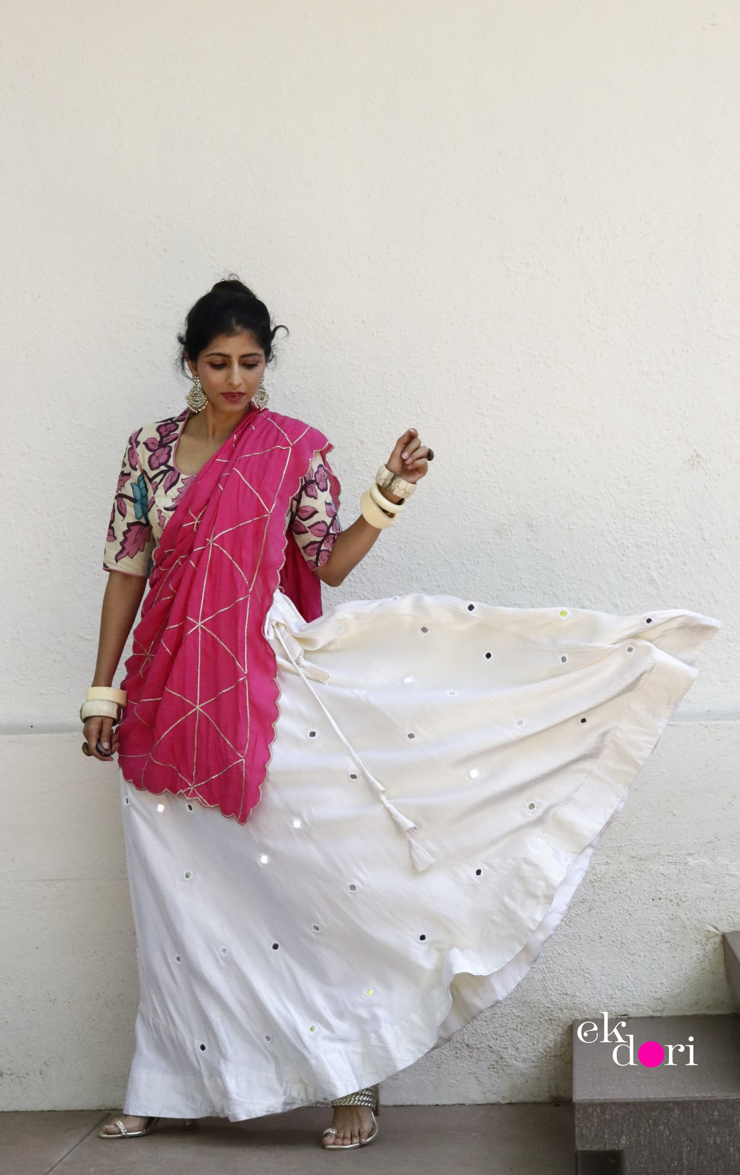 'Sheesh Mahal' Mirror Work Mashru Lehenga : Festive Navratri Kutch Lehenga With Mirror Work