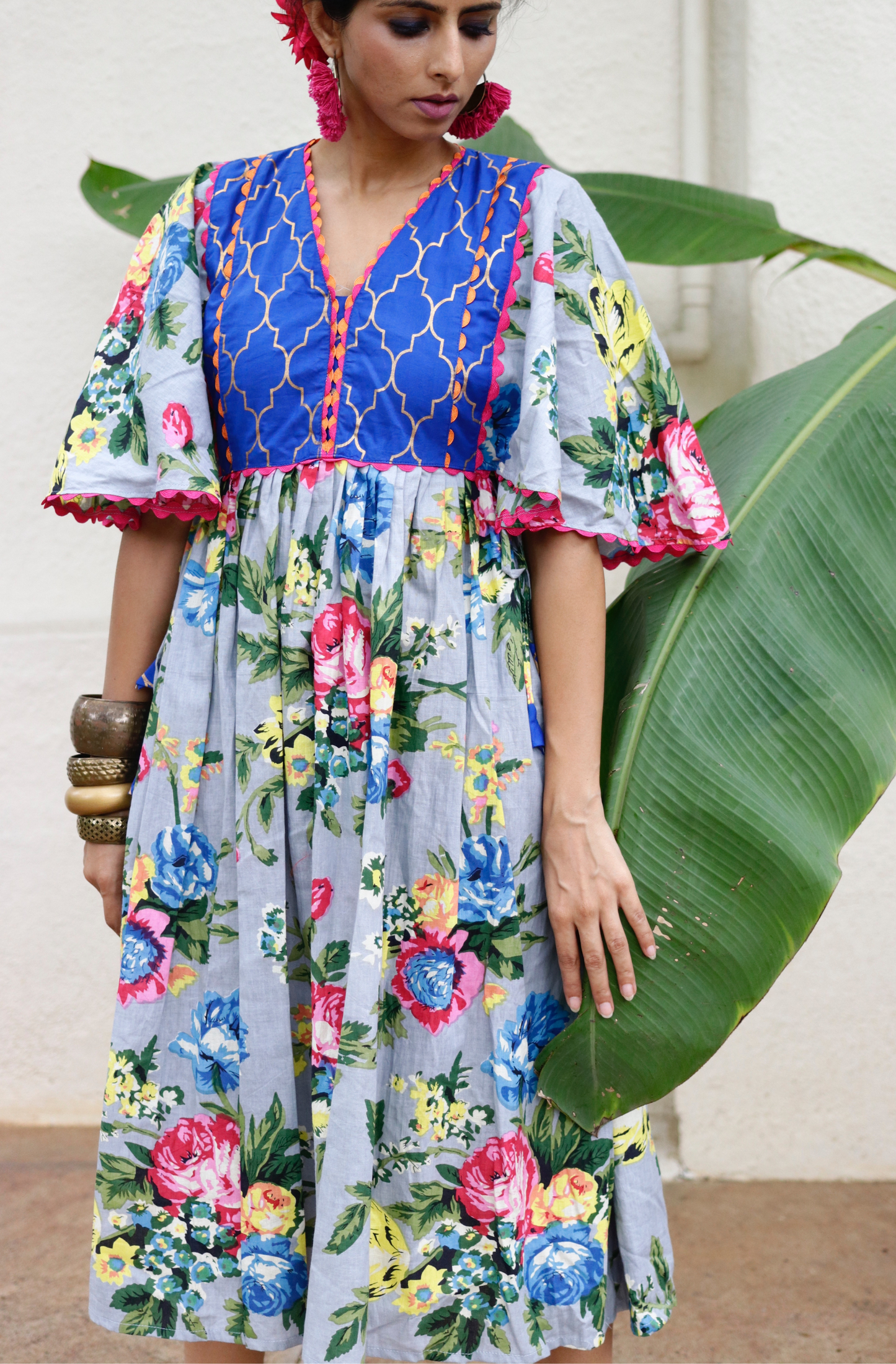 Cotton Dress : Banjaaran Dress In Grey