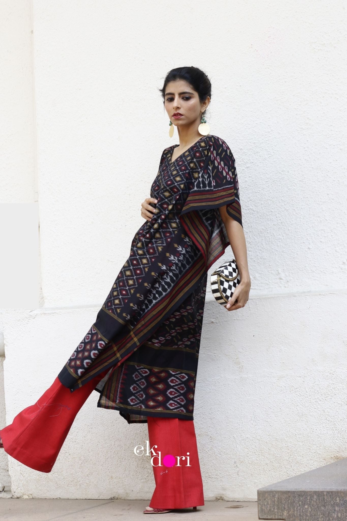 Starry Sky Handloom Ikat Kaftan Kurta Dress