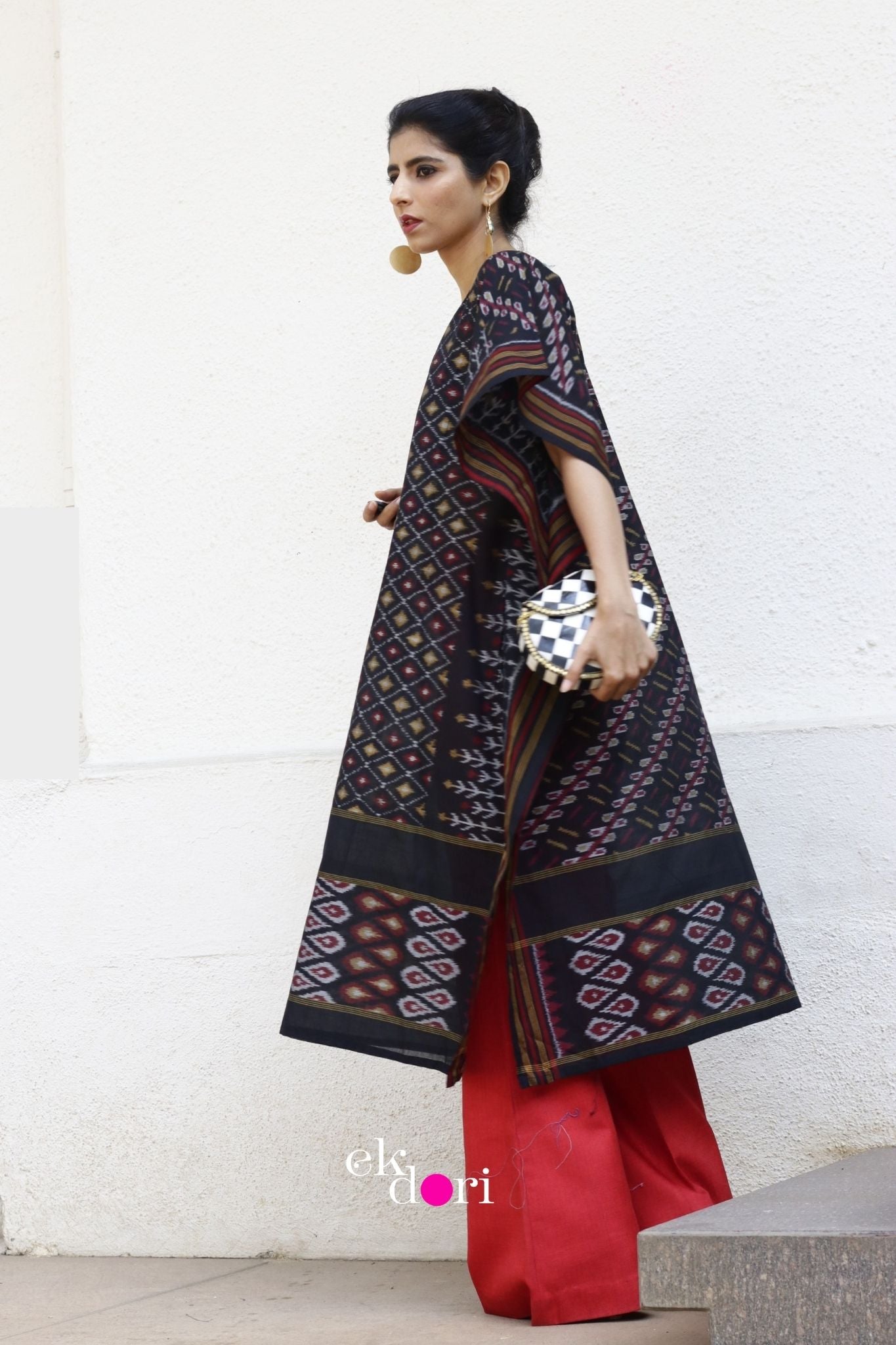 Starry Sky Handloom Ikat Kaftan Kurta Dress