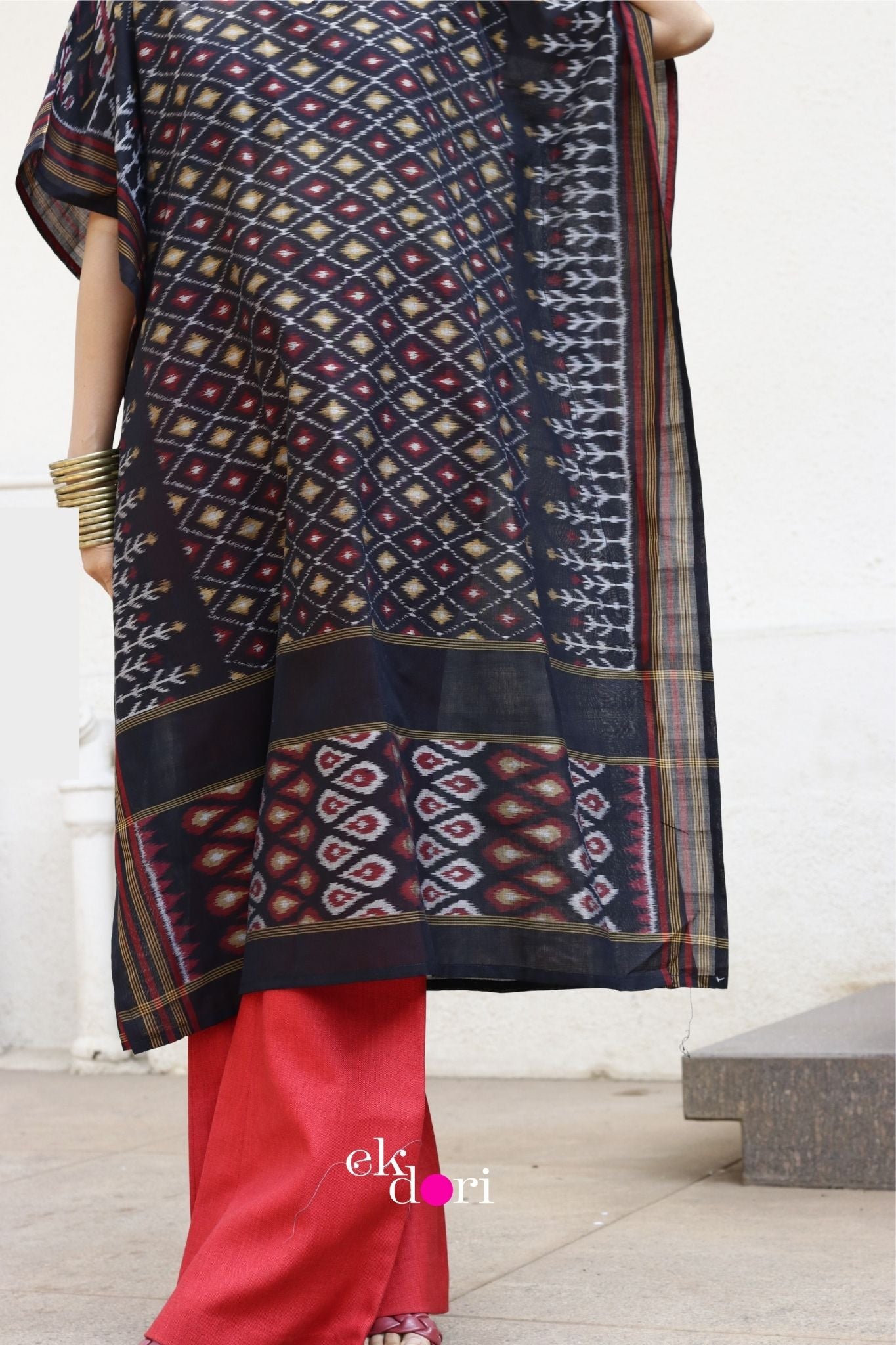 Starry Sky Handloom Ikat Kaftan Kurta Dress