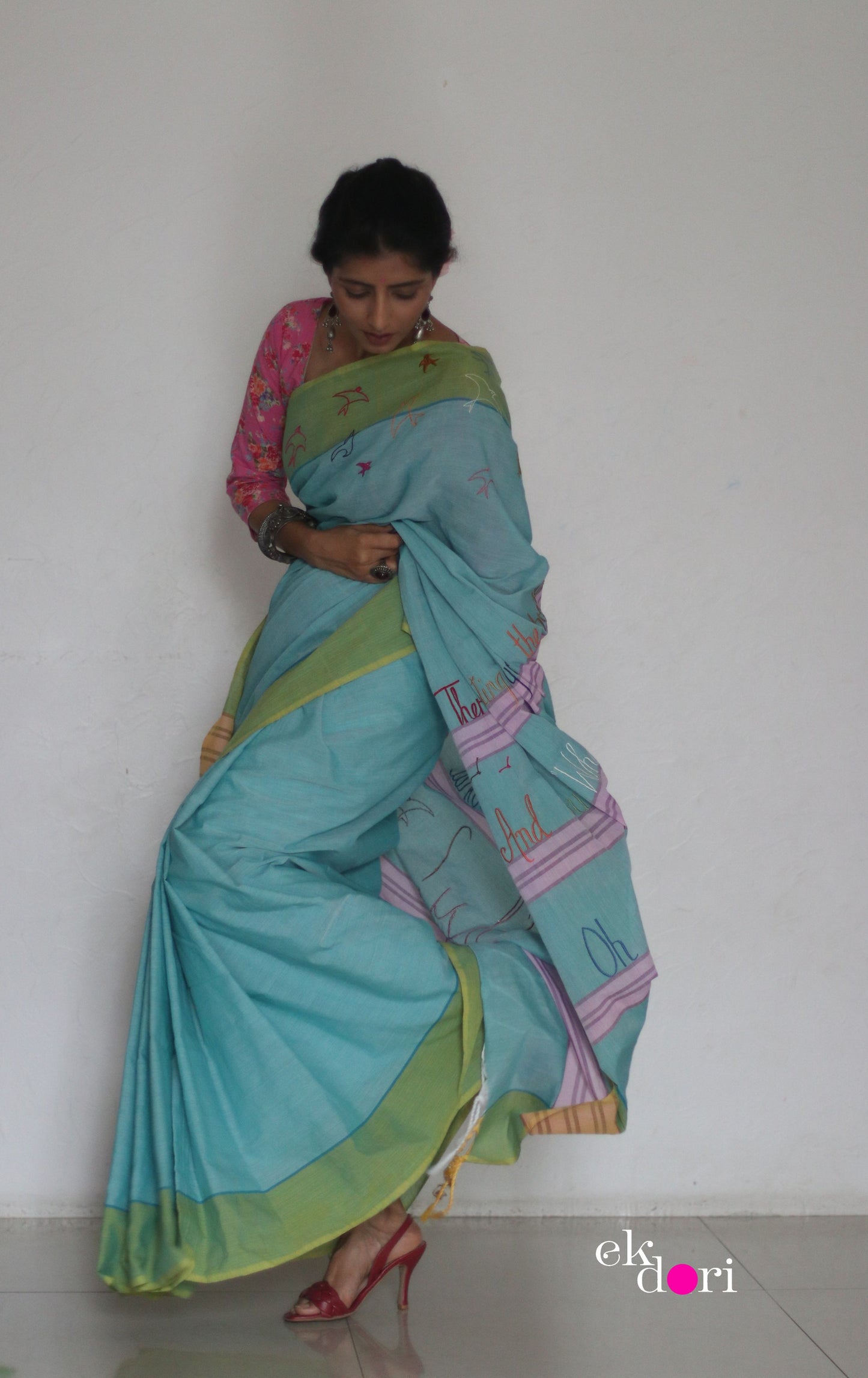 The Fly Free Cotton Saree : Buy Cotton Statement Embroidered Saree