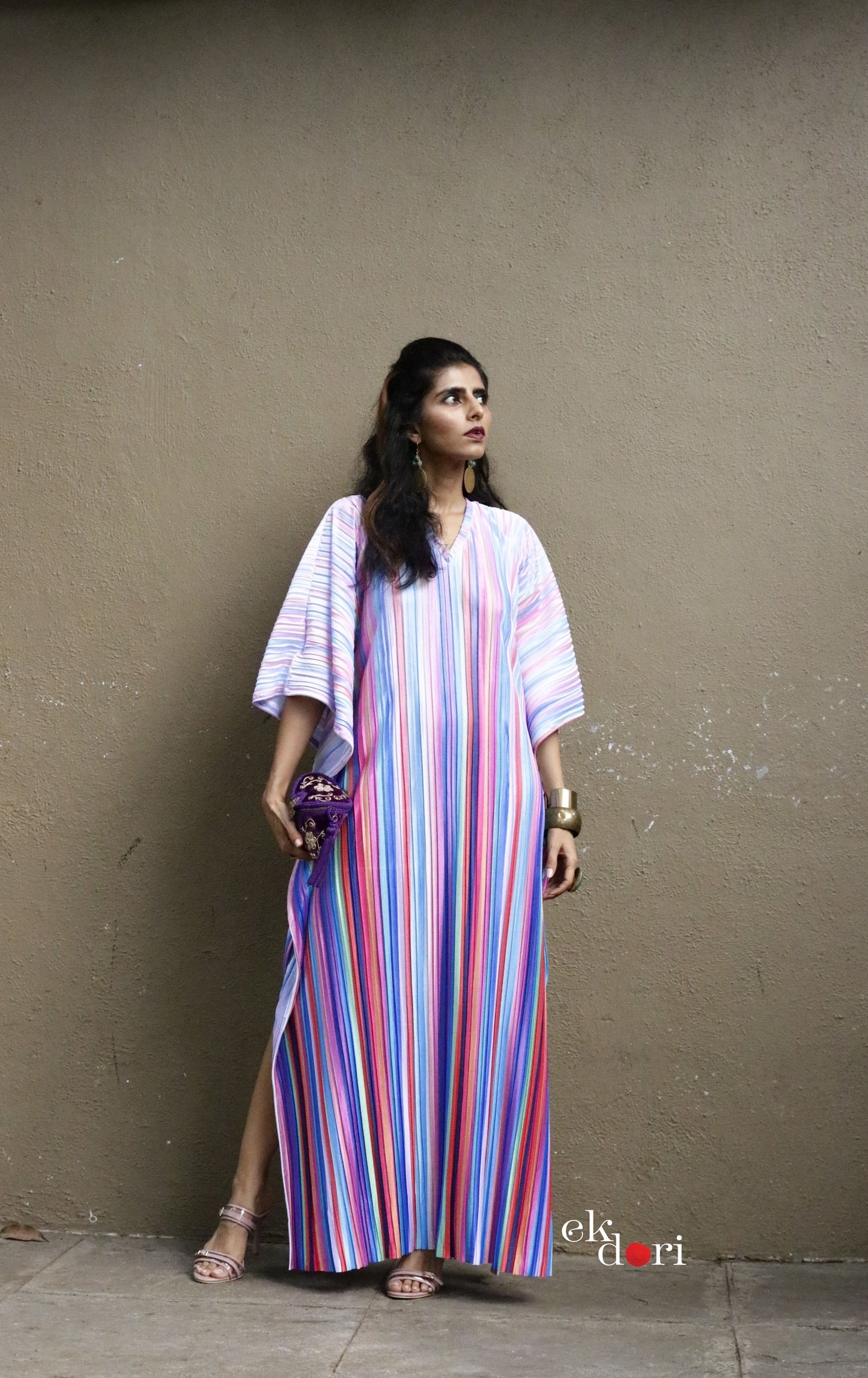 Unicorn Dust Micropleated Kaftan Dress : Statement Micropleated Kaftan Kurta Dress