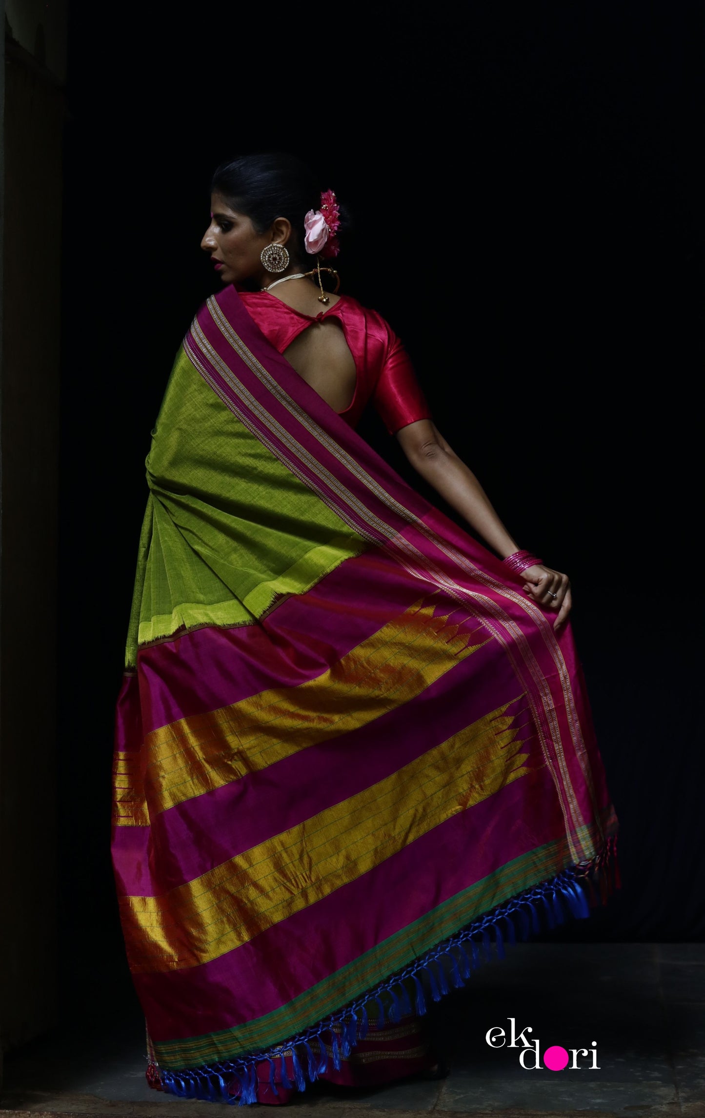 Buy Ilkal Cotton Silk Handloom Saree : Ilkal 'Humble Henna Saree'