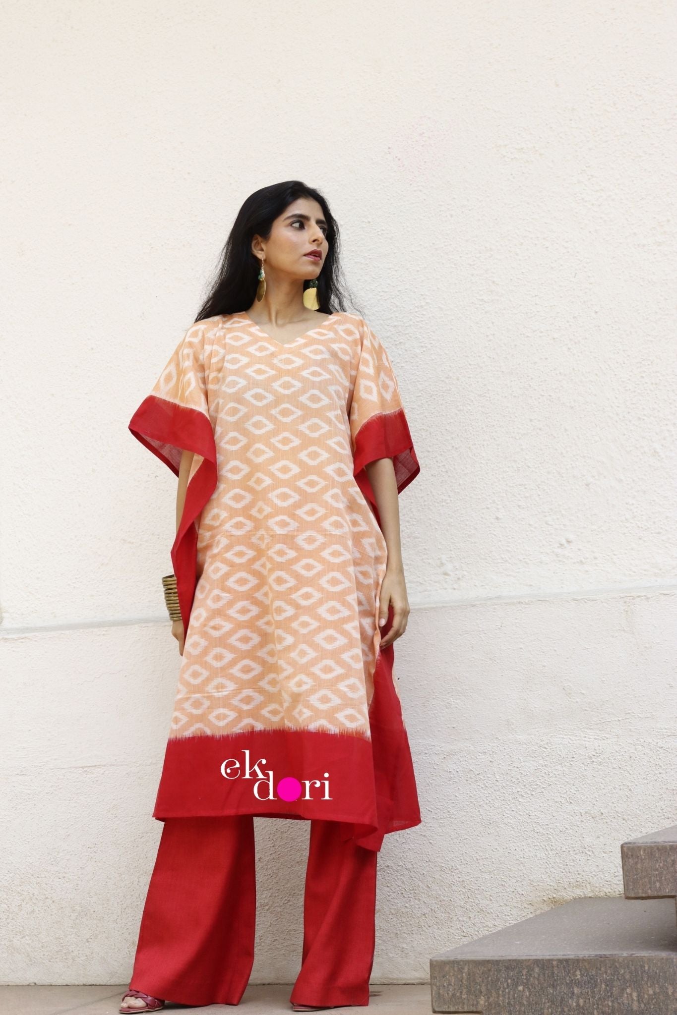 'Mango Season' Handloom Ikat Kaftan Kurta Dress