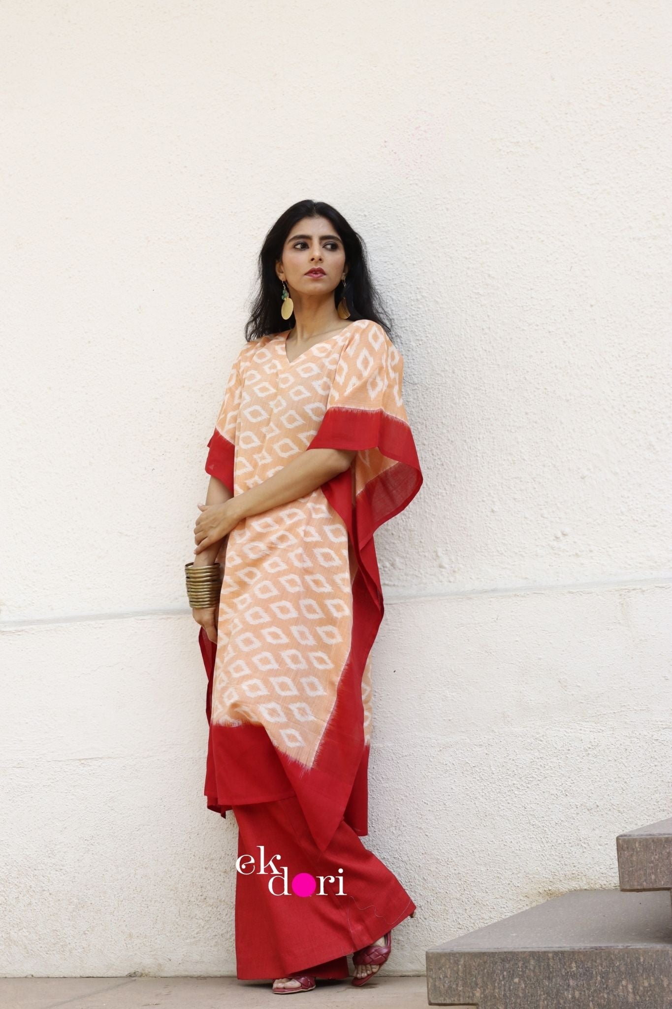 'Mango Season' Handloom Ikat Kaftan Kurta Dress