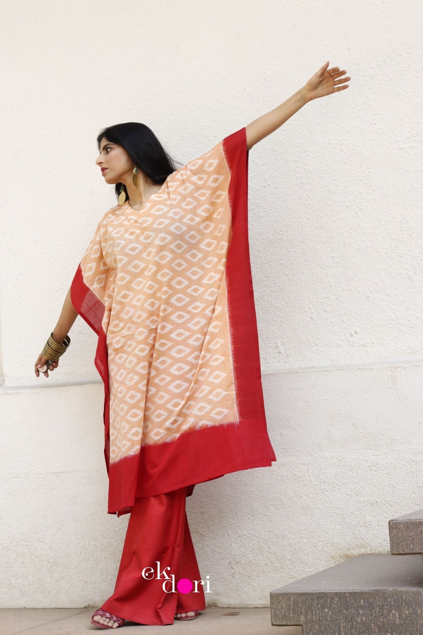 'Mango Season' Handloom Ikat Kaftan Kurta Dress