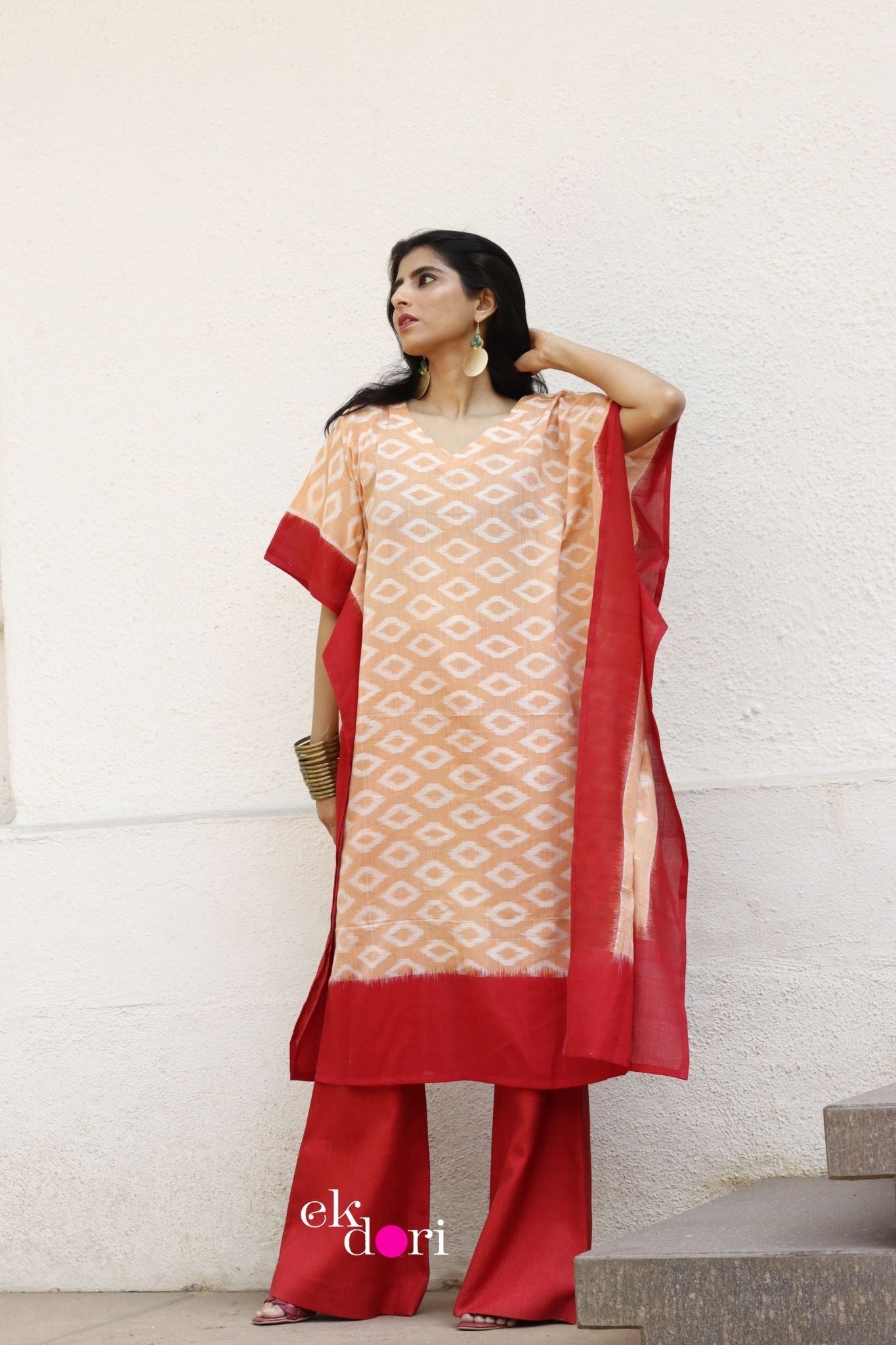 'Mango Season' Handloom Ikat Kaftan Kurta Dress