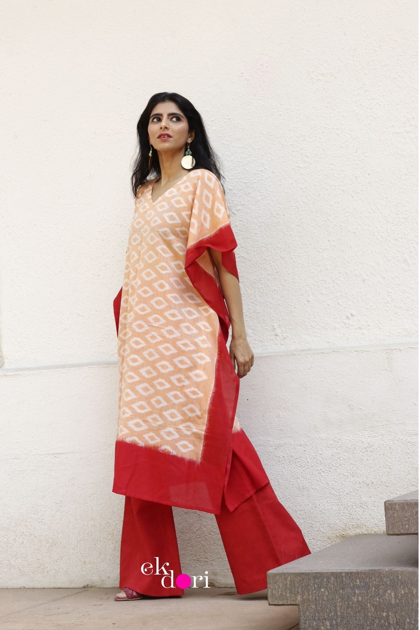 'Mango Season' Handloom Ikat Kaftan Kurta Dress