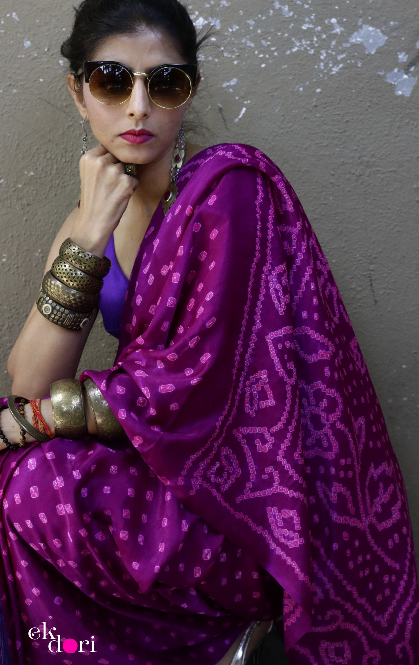 Buy Bandhani Designer Silk Saree Online : 'Pink Paradise' Silk Bandhani Hand Dyed Saree