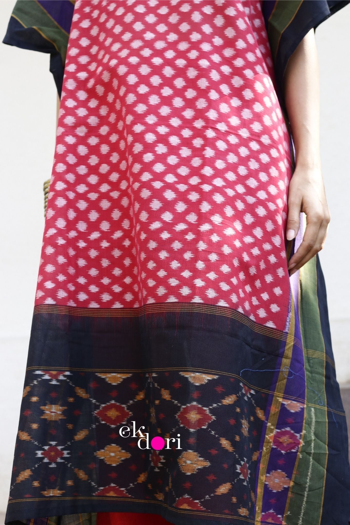 'Sunset Dreams' Handloom Ikat Kaftan Kurta Dress