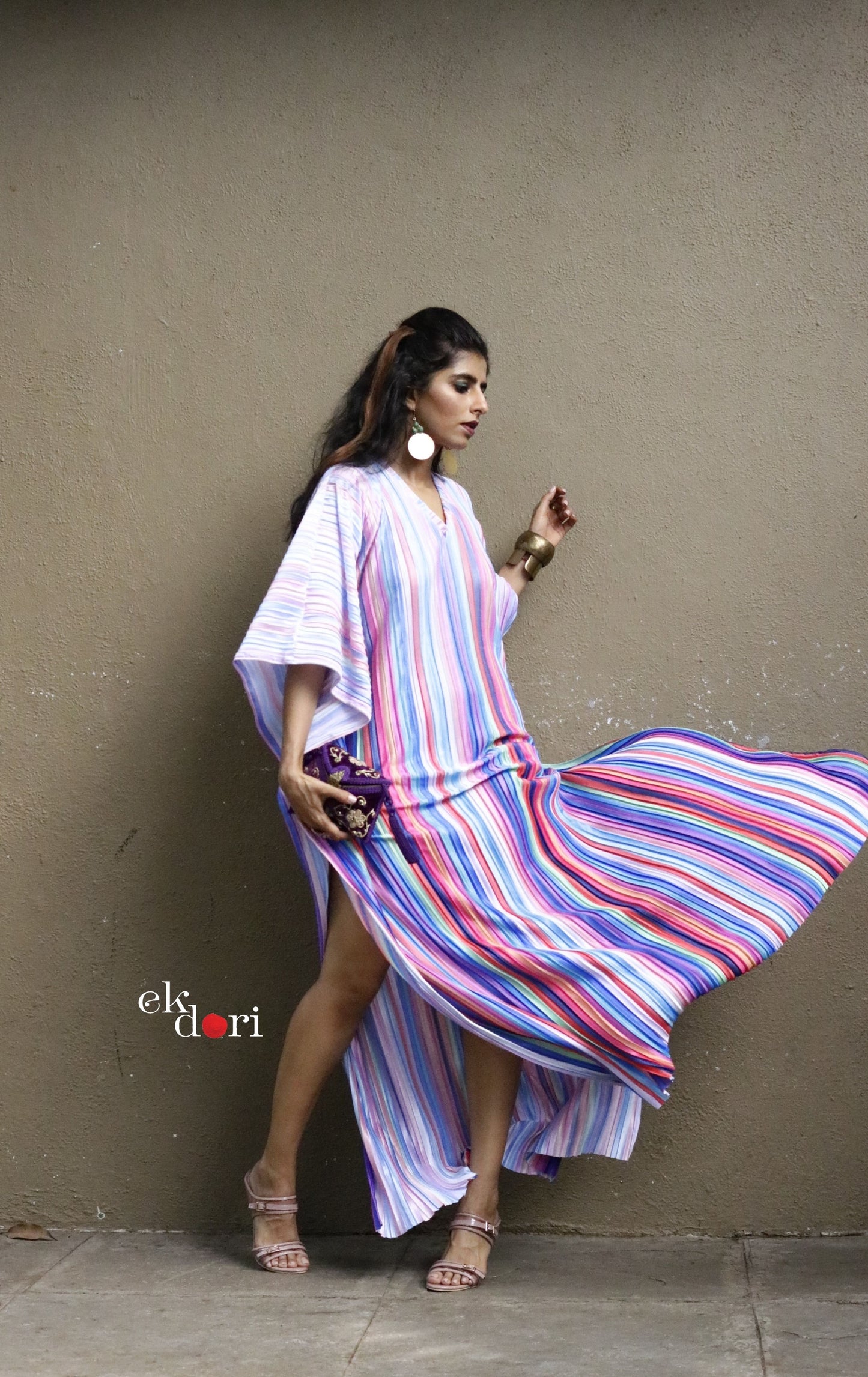 Unicorn Dust Micropleated Kaftan Dress : Statement Micropleated Kaftan Kurta Dress