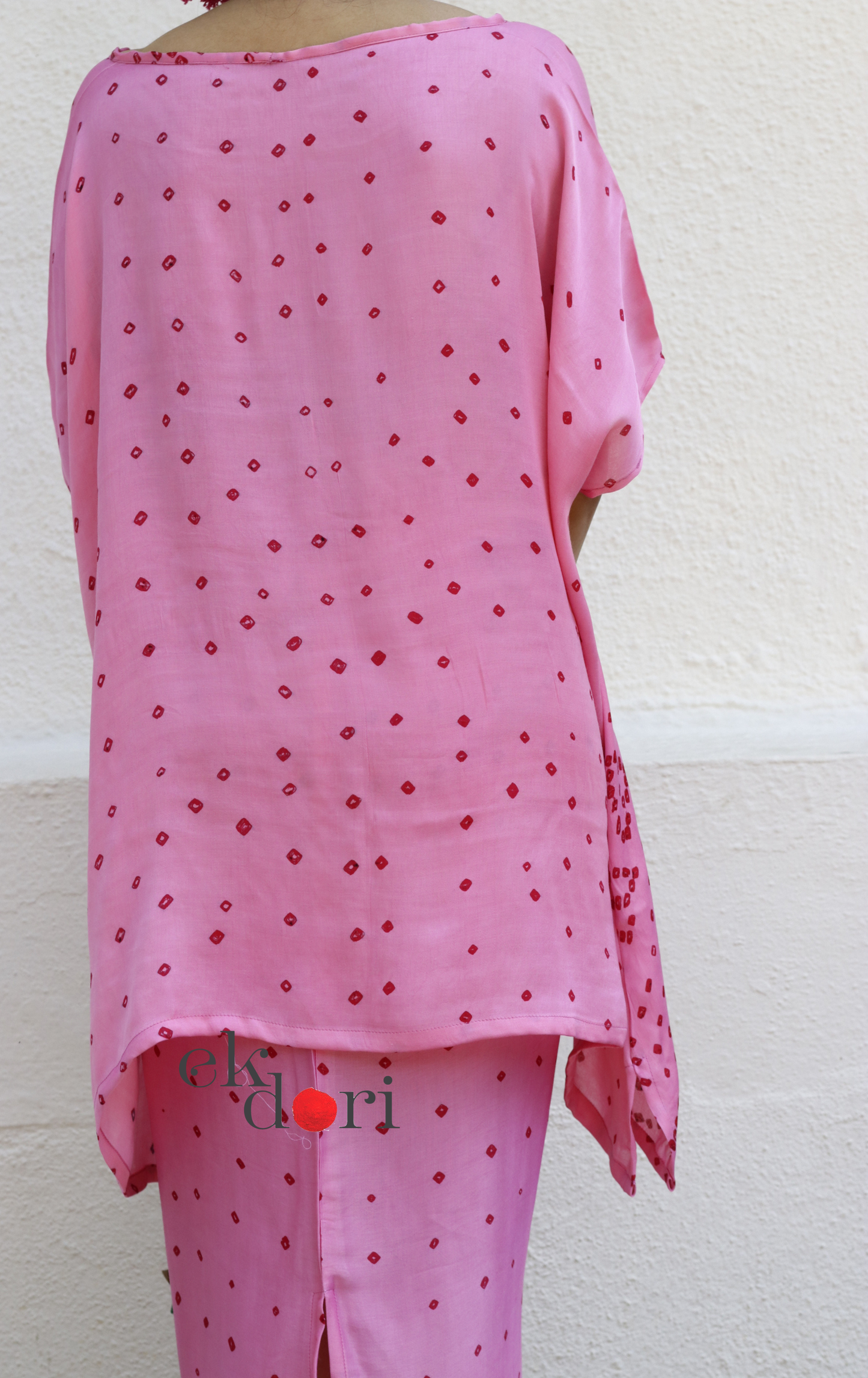 Bandhani Modal Co-ord Skirt Set 'Pink Lily' : 2 Piece Skirt & Bandhani Top Set