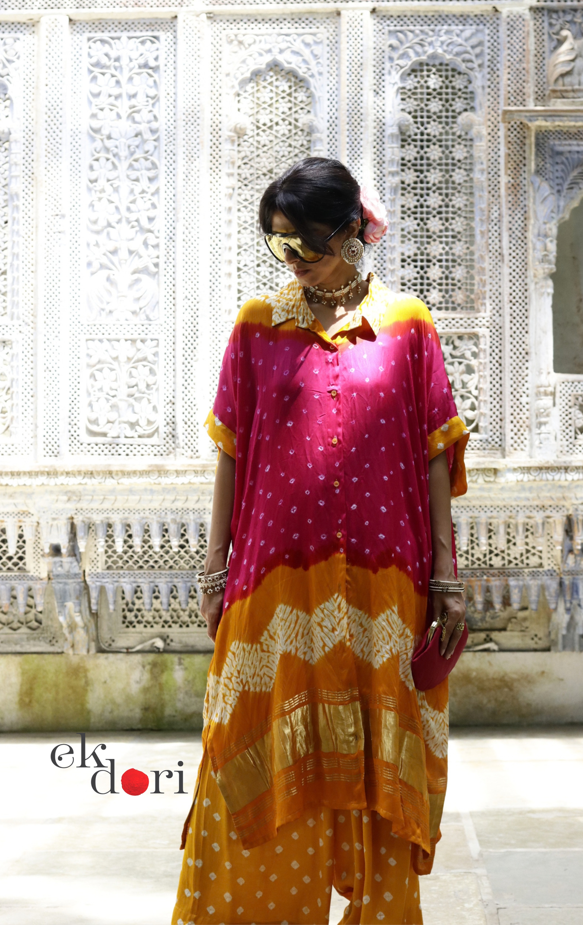 Bandhani Purple Modal Co-ord Set : Buy Kurta Palazzo Modal Co-ord Set 'Peach Sorbet'