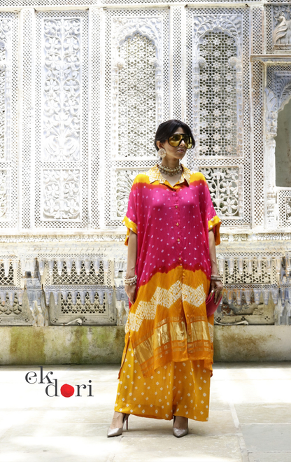 Bandhani Purple Modal Co-ord Set : Buy Kurta Palazzo Modal Co-ord Set 'Peach Sorbet'