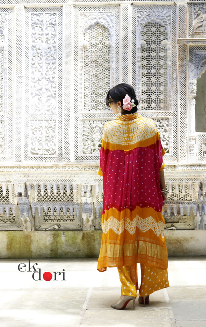 Bandhani Purple Modal Co-ord Set : Buy Kurta Palazzo Modal Co-ord Set 'Peach Sorbet'