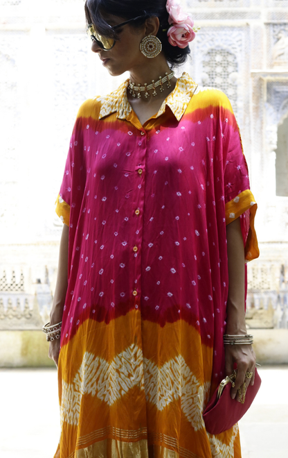 Bandhani Purple Modal Co-ord Set : Buy Kurta Palazzo Modal Co-ord Set 'Peach Sorbet'
