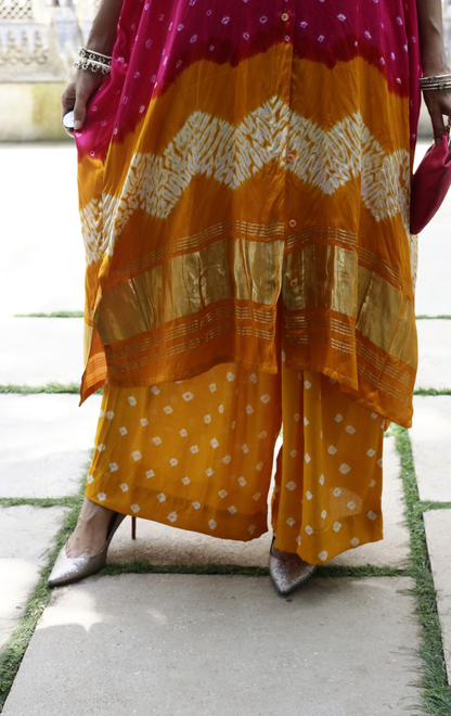 Bandhani Purple Modal Co-ord Set : Buy Kurta Palazzo Modal Co-ord Set 'Peach Sorbet'