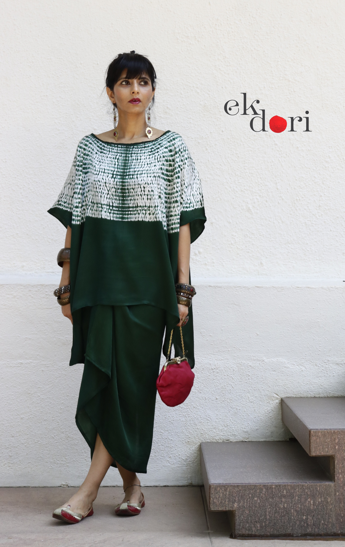 Shibori Modal Co-ord Skirt Set 'Forest Fairy' : 2 Piece Skirt & Shibori Top Set