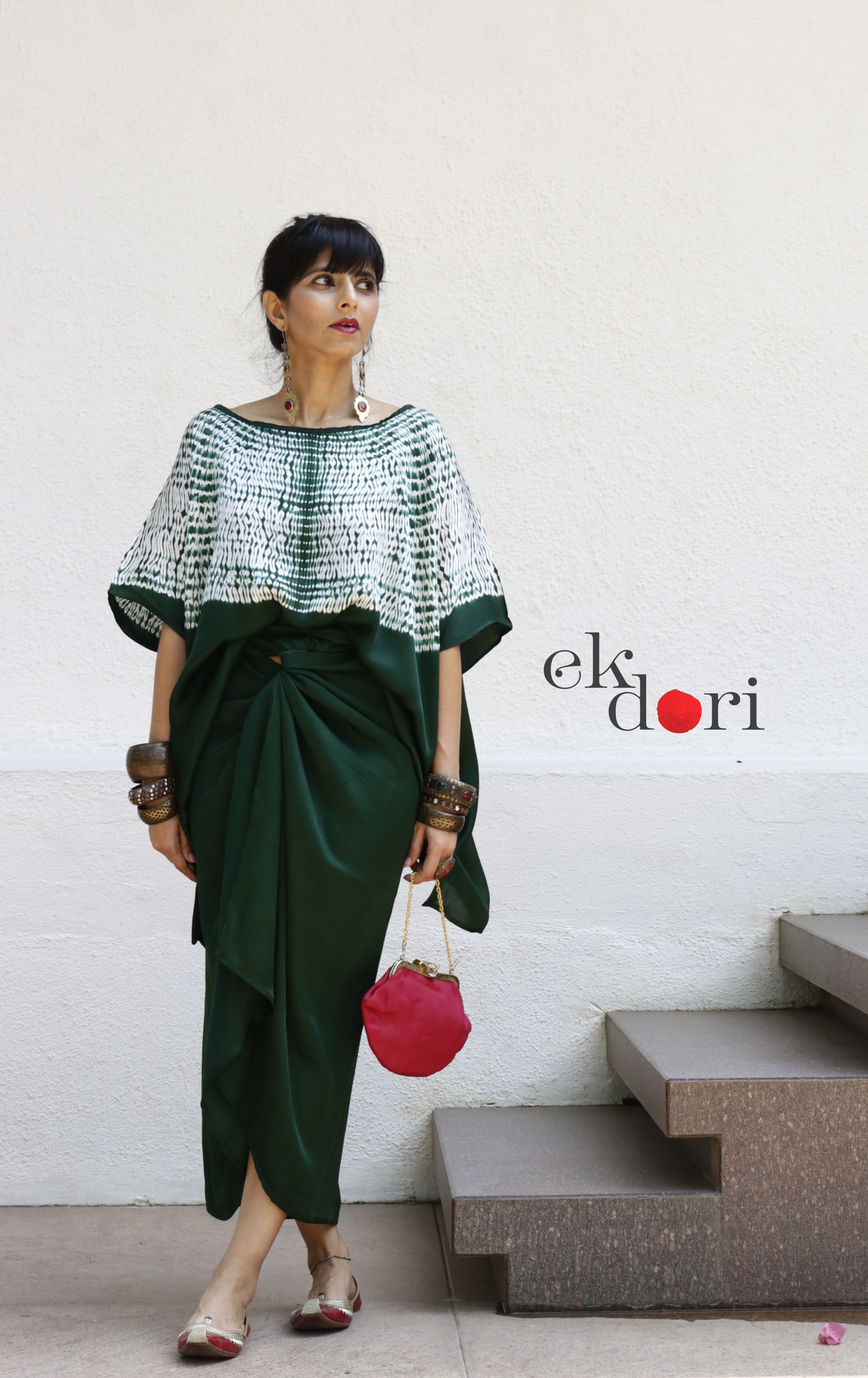 Shibori Modal Co-ord Skirt Set 'Forest Fairy' : 2 Piece Skirt & Shibori Top Set