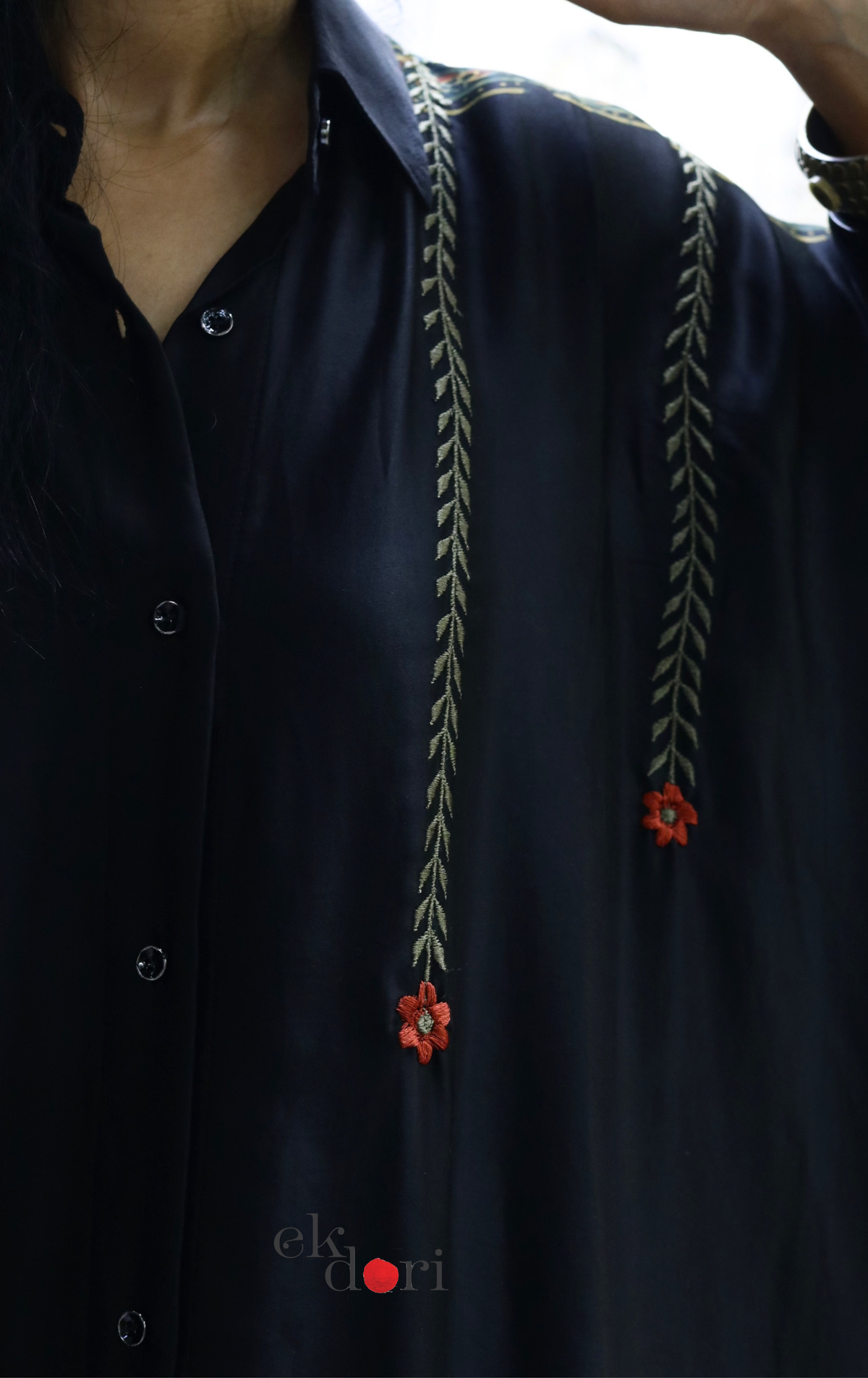 Ajrakh Kaftan Kurta Dress 'Bageecha' : Modal Ajrakh Hand Block Kaftan Kurta Palazzo Set