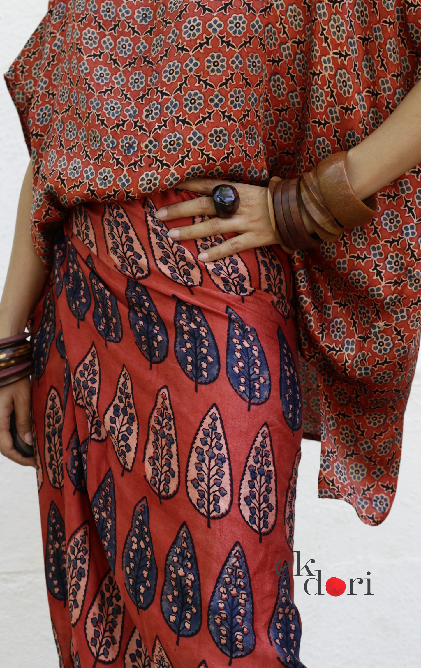 Ajrakh Modal Co-ord Skirt Set 'Chinaar' : 2 Piece Ajrakh Skirt &amp; Top Set