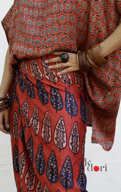 Ajrakh Modal Co-ord Skirt Set 'Chinaar' : 2 Piece Ajrakh Skirt &amp; Top Set