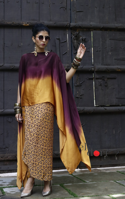 Ajrakh Modal Co-ord Skirt Set 'Chinaar' : 2 Piece Ajrakh Skirt &amp; Top Set