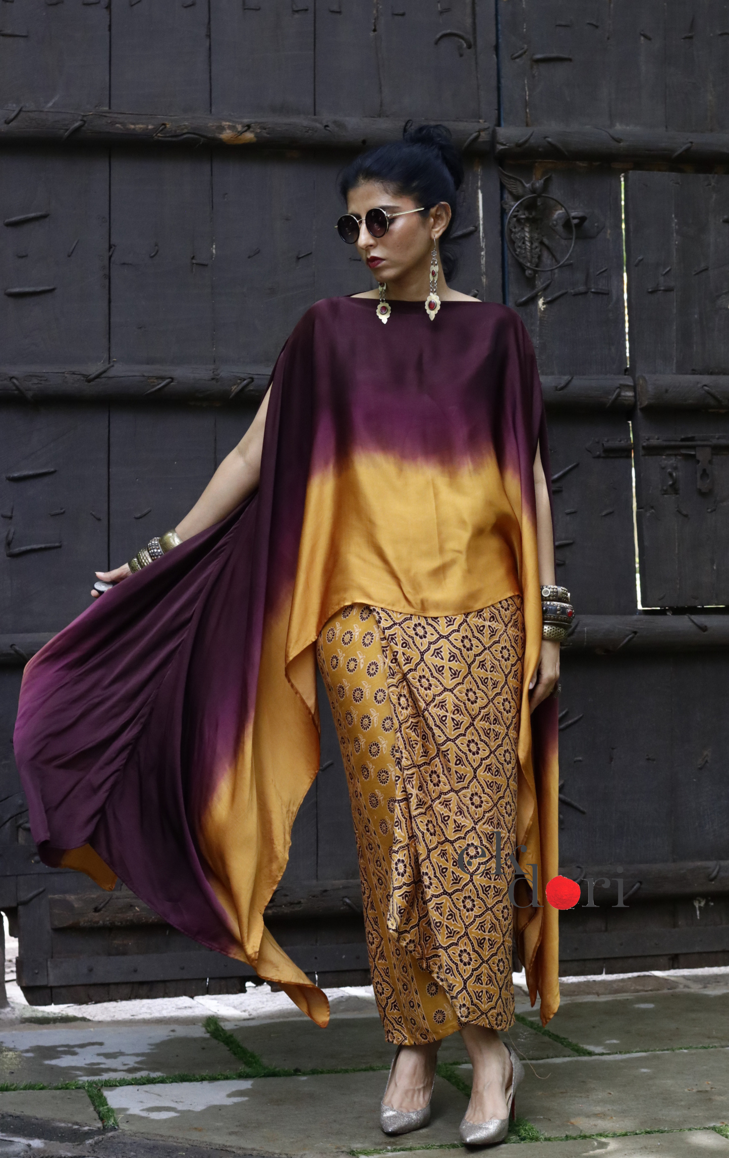 Ajrakh Modal Co-ord Skirt Set 'Chinaar' : 2 Piece Ajrakh Skirt &amp; Top Set