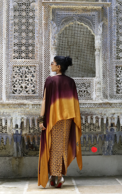 Ajrakh Modal Co-ord Skirt Set 'Chinaar' : 2 Piece Ajrakh Skirt &amp; Top Set