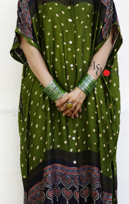 Bandhani Ajrakh Green Modal Co-ord Set : Buy Kurta Palazzo Modal Co-ord Set 'Mehendi Ki Raat''