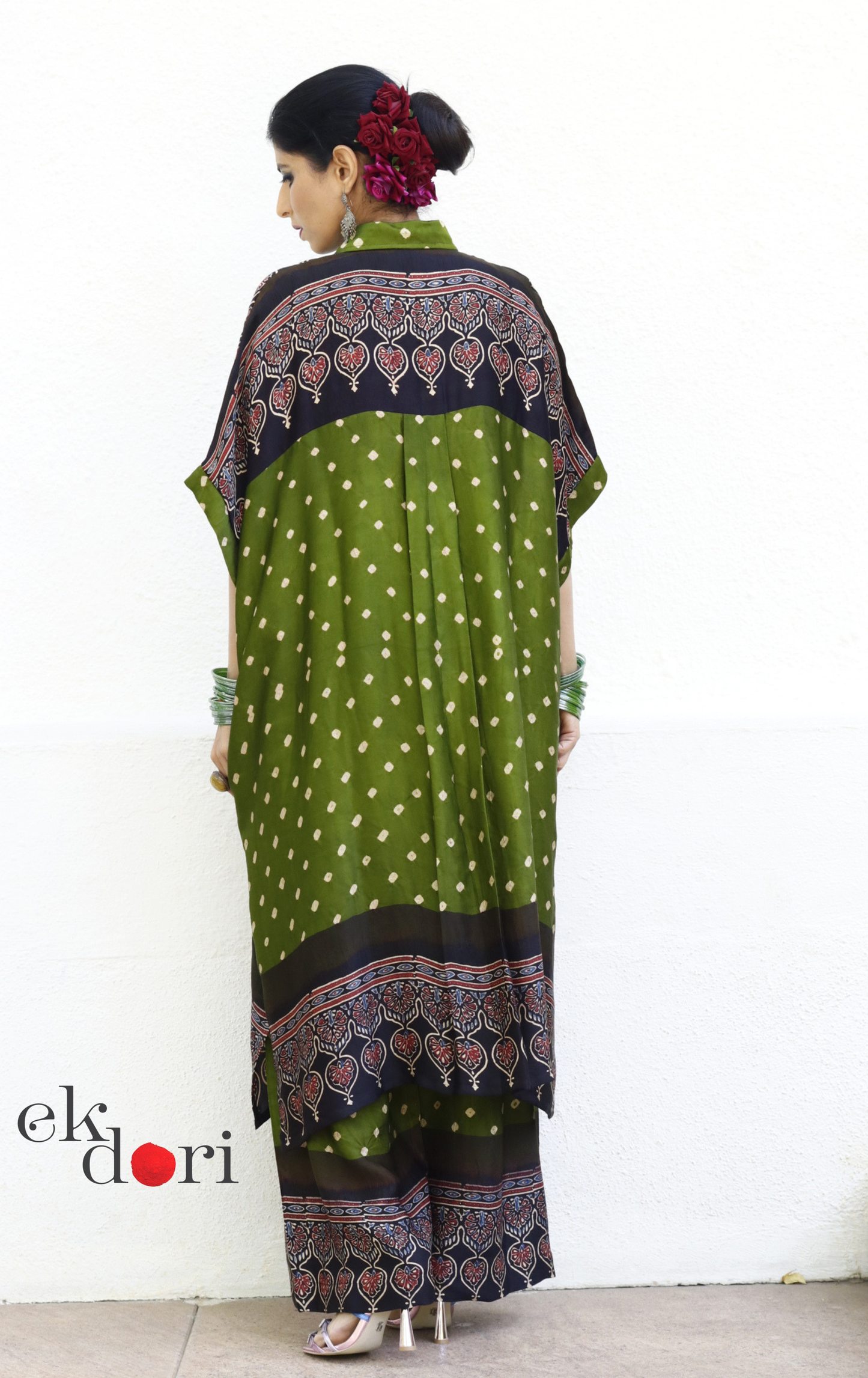 Bandhani Ajrakh Green Modal Co-ord Set : Buy Kurta Palazzo Modal Co-ord Set 'Mehendi Ki Raat''