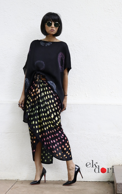 Bandhani Modal Co-ord Skirt Set 'Water Lily' : 2 Piece Skirt & Bandhani Top Set
