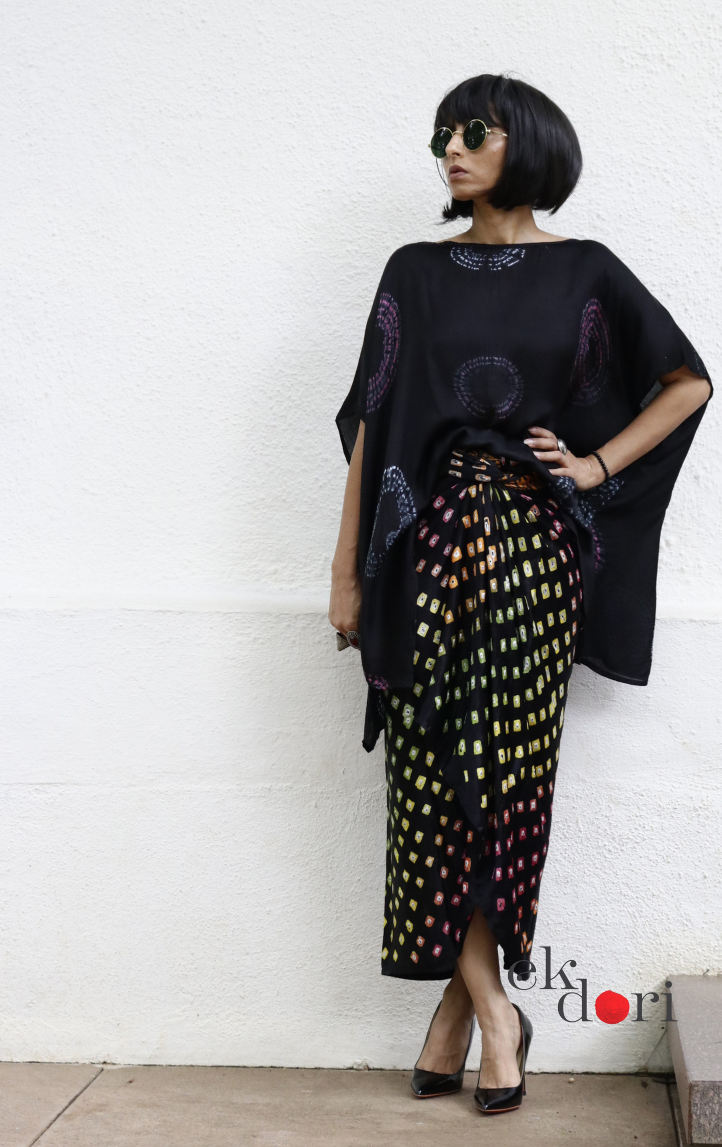 Bandhani Modal Co-ord Skirt Set 'Water Lily' : 2 Piece Skirt & Bandhani Top Set