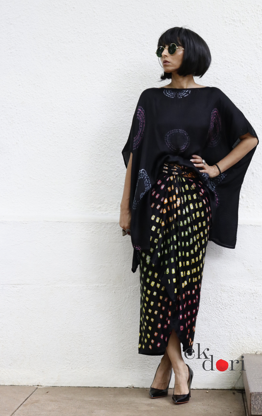 Bandhani Modal Co-ord Skirt Set 'Water Lily' : 2 Piece Skirt & Bandhani Top Set
