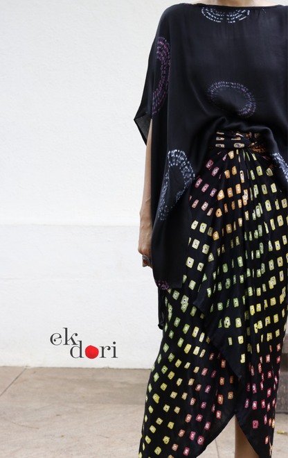 Bandhani Modal Co-ord Skirt Set 'Water Lily' : 2 Piece Skirt & Bandhani Top Set