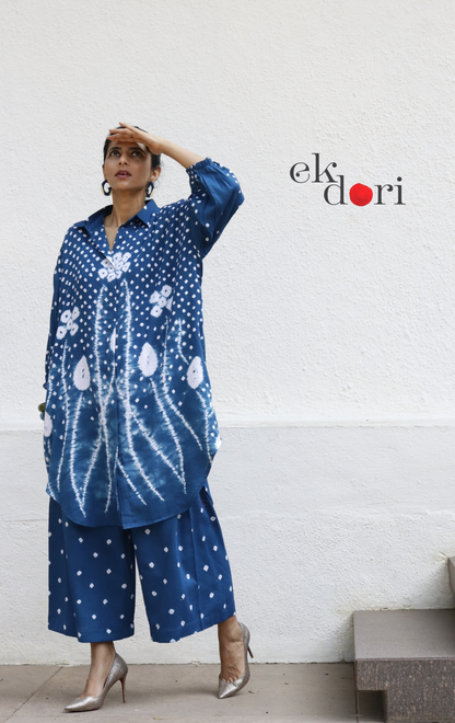 Bandhani 'Blues' Purple Cotton Co-ord Set : Buy Kurta Palazzo Cotton Co-ord Set