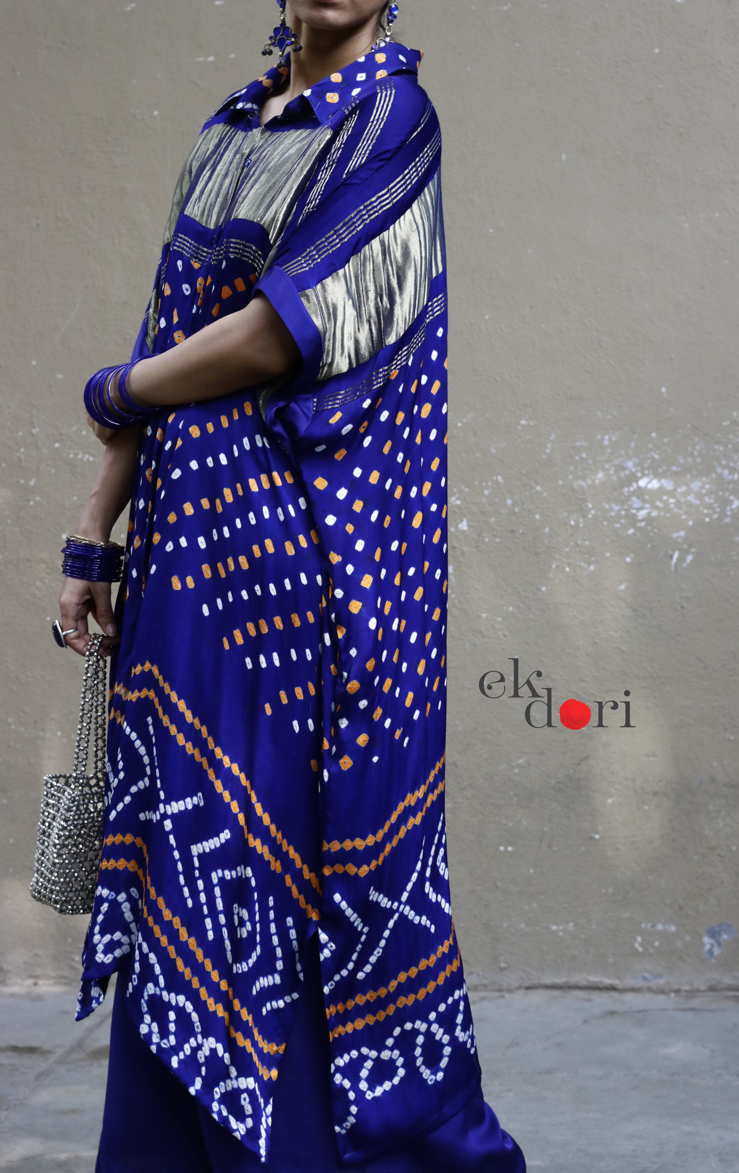 Bandhani Blue White Modal Co-ord Set : Buy Kurta Palazzo Modal Co-ord Set 'Neela Aasman '