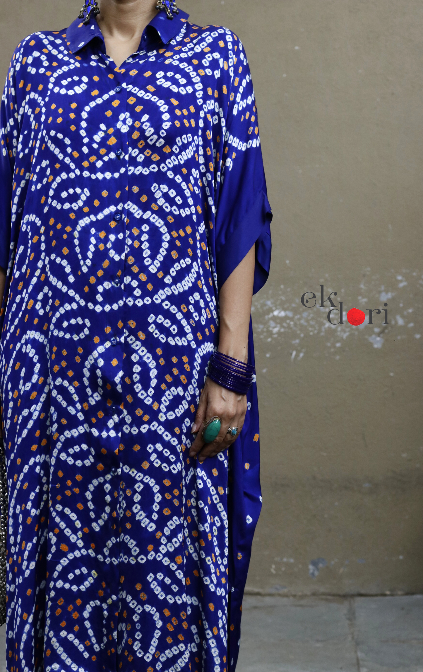 Bandhani Blue White Modal Co-ord Set : Buy Kurta Palazzo Modal Co-ord Set 'Bela'