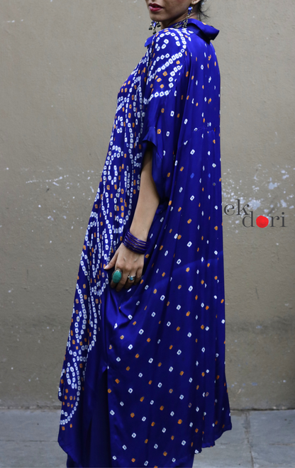 Bandhani Blue White Modal Co-ord Set : Buy Kurta Palazzo Modal Co-ord Set 'Bela'