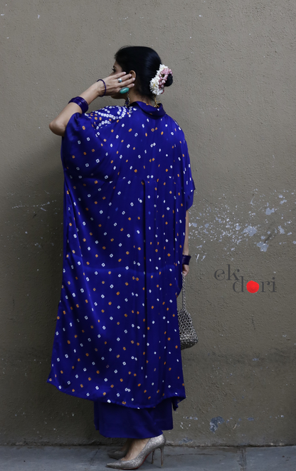 Bandhani Blue White Modal Co-ord Set : Buy Kurta Palazzo Modal Co-ord Set 'Bela'
