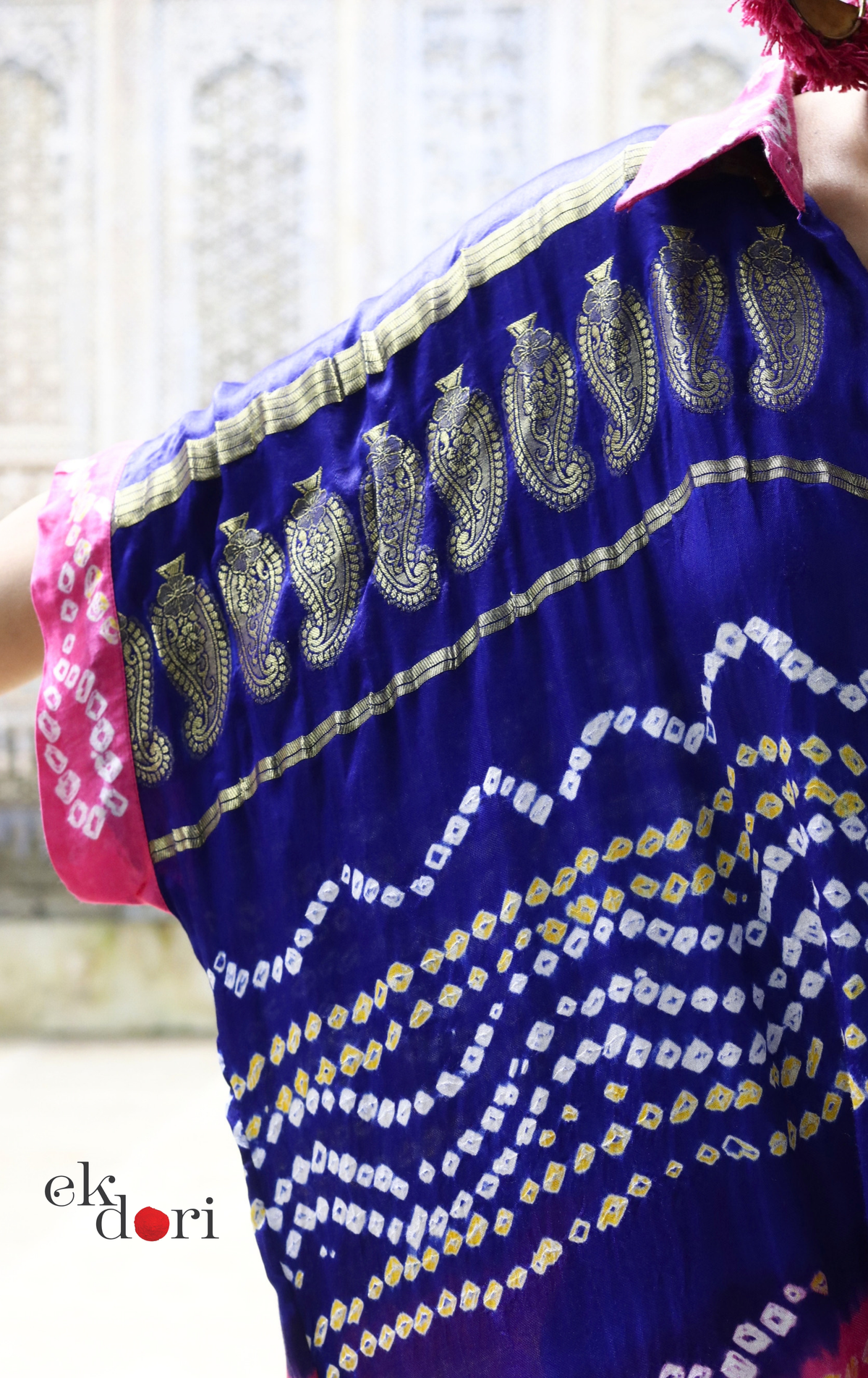 Bandhani Pink Blue Modal Co-ord Set : Buy Kurta Palazzo Modal Co-ord Set 'Firecracker'
