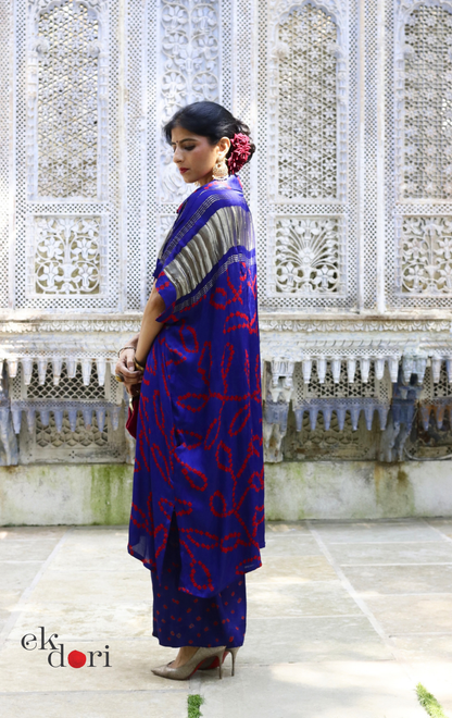 Bandhani Modal Kurta Palazzo Co-ord Set in Blue | 'Festive Bazaar' | Ek Dori  Hand-Knotted | Hand-Dyed | Artisan Crafted | Free Size